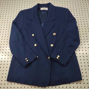 Vintage Petite Dumas Blue Wool Blazer, Size P8